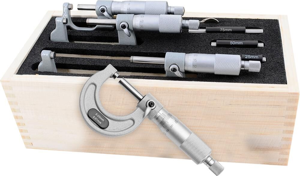 Fortis Bügelmessschrauben Set 0 bis 100mm Produktbild Fortis Bügelmessschrauben Set 0 bis 100mm
