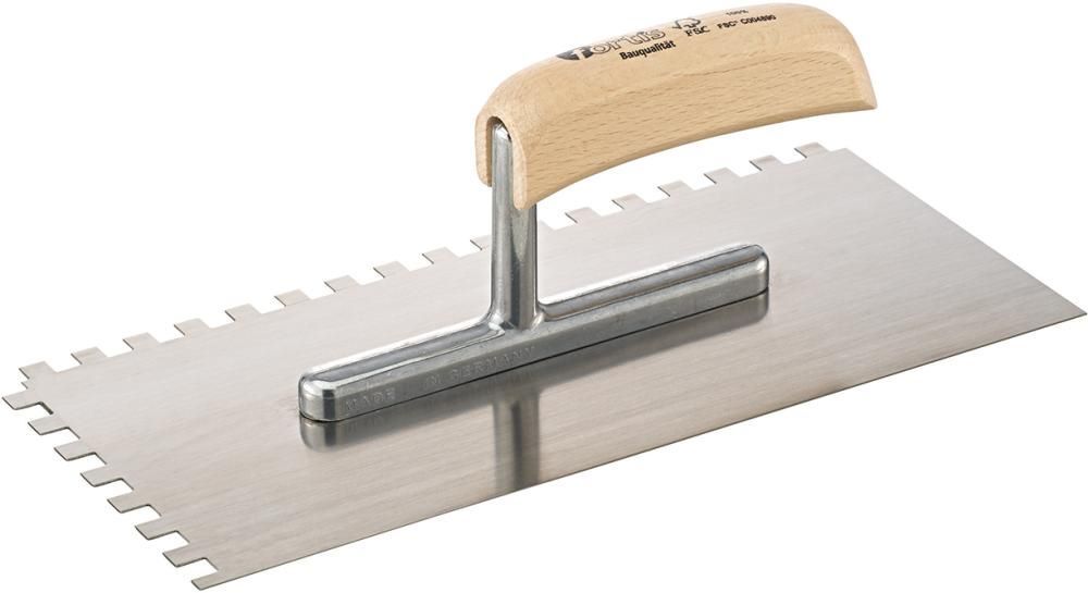 Fortis Glättekelle 280 x 130 mm gezahnt 8 x 8 mm Bauqualität Produktbild Fortis Glättekelle 280 x 130 mm gezahnt 8 x 8 mm Bauqualität