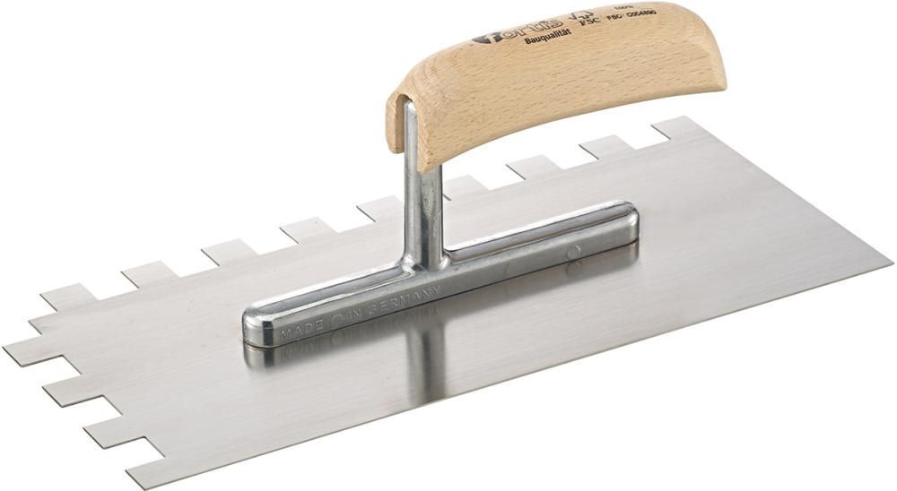 Fortis Glättekelle 280 x 130 mm gezahnt 15 x 15 mm Bauqualität Produktbild Fortis Glättekelle 280 x 130 mm gezahnt 15 x 15 mm Bauqualität