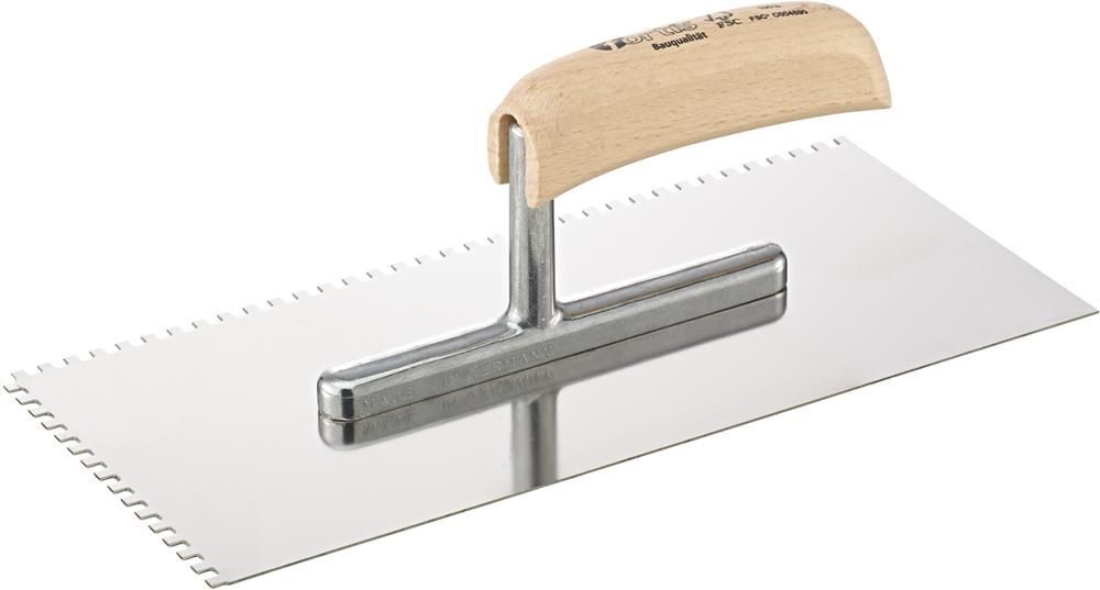 Fortis Glättekelle 280 x 130 mm gezahnt 4 x 4 mm rostfrei Bauqualität Produktbild Fortis Glättekelle 280 x 130 mm gezahnt 4 x 4 mm rostfrei Bauqualität
