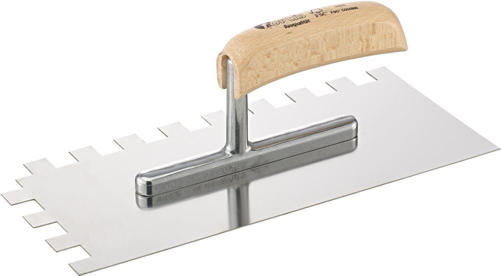Fortis Glättekelle 280 x 130 mm gezahnt 15 x 15 mm rostfrei Bauqualität Produktbild Fortis Glättekelle 280 x 130 mm gezahnt 15 x 15 mm rostfrei Bauqualität