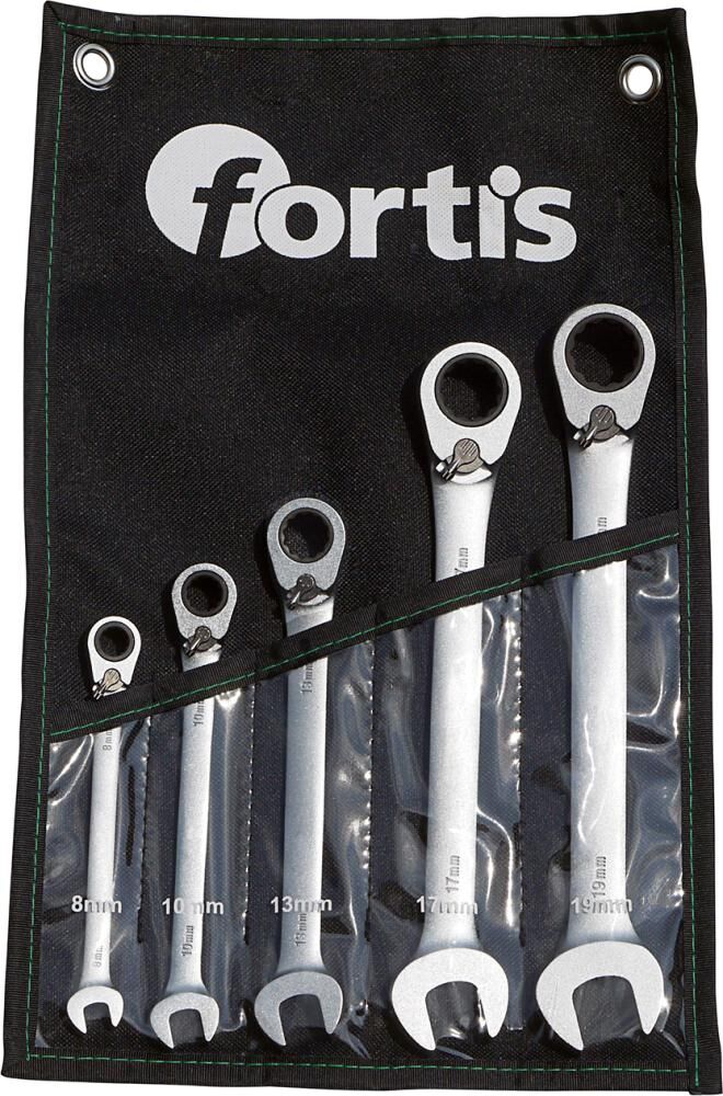 Fortis Maulschlüssel Satz mit Ringratsche umschaltbar 5 Teile Produktbild Fortis Maulschlüssel Satz mit Ringratsche umschaltbar 5 Teile