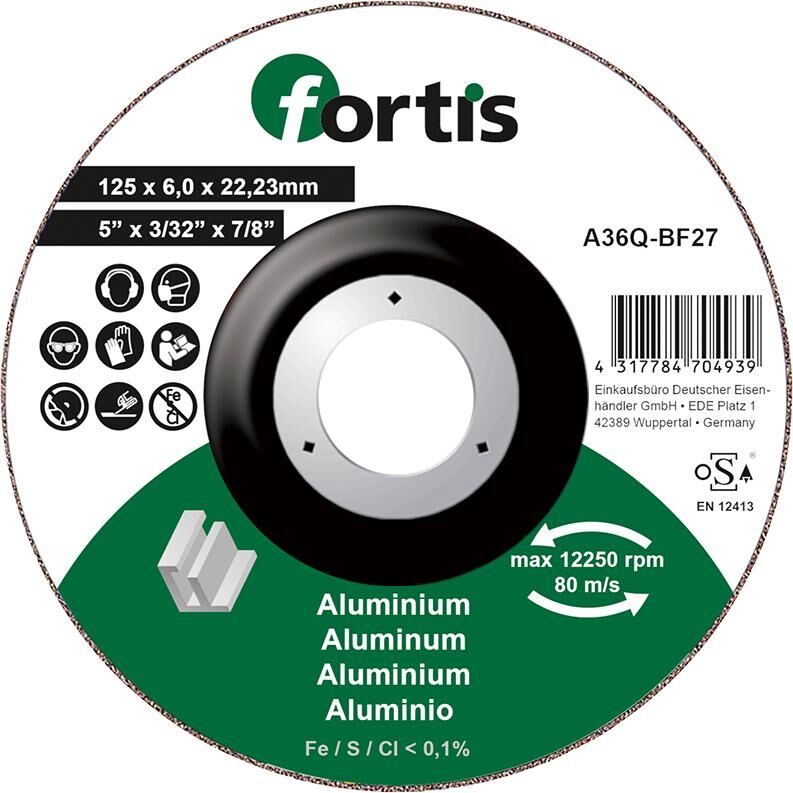 Fortis Schruppscheibe ALU-NE 125 x 6,0 mm Produktbild Fortis Schruppscheibe ALU-NE 125 x 6,0 mm