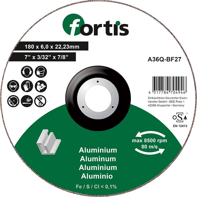 Fortis Schruppscheibe ALU-NE 180 x 6,0 mm Produktbild Fortis Schruppscheibe ALU-NE 180 x 6,0 mm