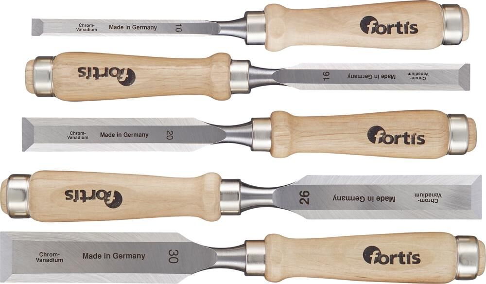 Fortis  Stechbeitel Satz mit Holzheft 5 Teile im Karton Produktbild Fortis  Stechbeitel Satz mit Holzheft 5 Teile im Karton