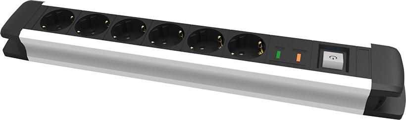 Fortis Steckdosenleiste 6 fach H05VV-F3G1,5 Kabellänge 1,6 m Aluminium Produktbild Fortis Steckdosenleiste 6 fach H05VV-F3G1,5 Kabellänge 1,6 m Aluminium bild 2