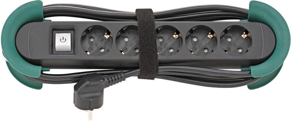 Fortis Steckdosenleiste 5 fach H05VV-F3G1,5 Kabellänge 3 m Aufrollhilfe und Haken Produktbild Fortis Steckdosenleiste 5 fach H05VV-F3G1,5 Kabellänge 3 m Aufrollhilfe und Haken