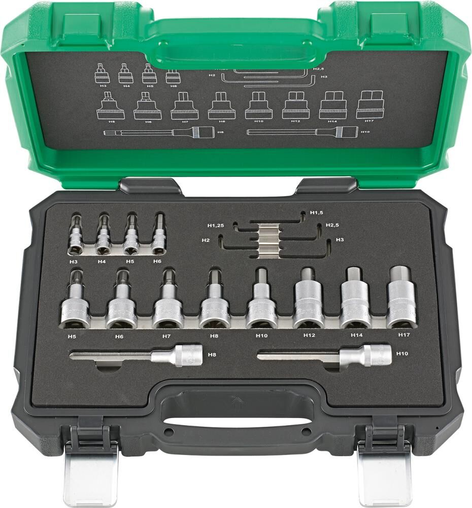 Fortis Steckschlüsselgarnitur 1/4 Zoll und 1/2 Zoll 19 Teile Produktbild Fortis Steckschlüsselgarnitur 1/4 Zoll und 1/2 Zoll 19 Teile