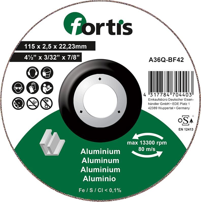 Fortis Trennscheibe ALU-NE 115 x 2,5 mm gekröpft Produktbild Fortis Trennscheibe ALU-NE 115 x 2,5 mm gekröpft