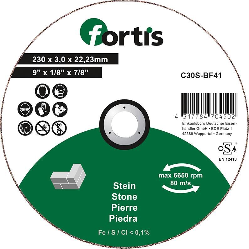 Fortis Trennscheibe Stein 230 x 3,0 mm gerade Produktbild Fortis Trennscheibe Stein 230 x 3,0 mm gerade