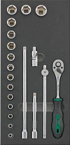 Fortis  Werkzeugmodul 1/3 Steckschlüssel 3/8 Zoll 20 Teile Produktbild Fortis  Werkzeugmodul 1/3 Steckschlüssel 3/8 Zoll 20 Teile