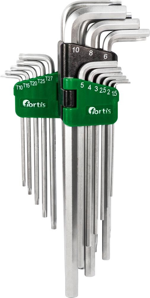 Fortis  Winkelschraubendrehersatz Clip Hex und TX lang 18 Teile Produktbild Fortis  Winkelschraubendrehersatz Clip Hex und TX lang 18 Teile