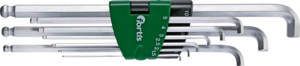 Fortis  Winkelschraubendrehersatz Clip für 6kant Stubby 1,5-10 mm 9 Teile Produktbild Fortis  Winkelschraubendrehersatz Clip für 6kant Stubby 1,5-10 mm 9 Teile