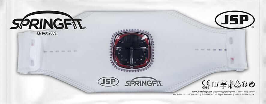 JSP Atemschutzmaske Springfit 435ML mit Ventil FFP3 Box mit 10 Stück