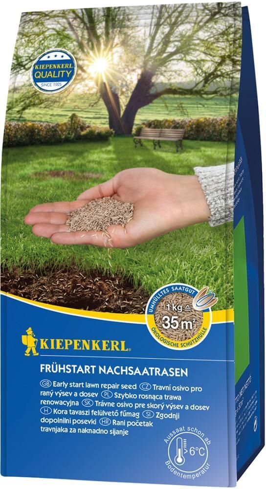 Kiepenkerl Starterrasen 1 kg Frühstart Nachsaatrasen Klotzbodenbeutel Produktbild Kiepenkerl Starterrasen 1 kg Frühstart Nachsaatrasen Klotzbodenbeutel