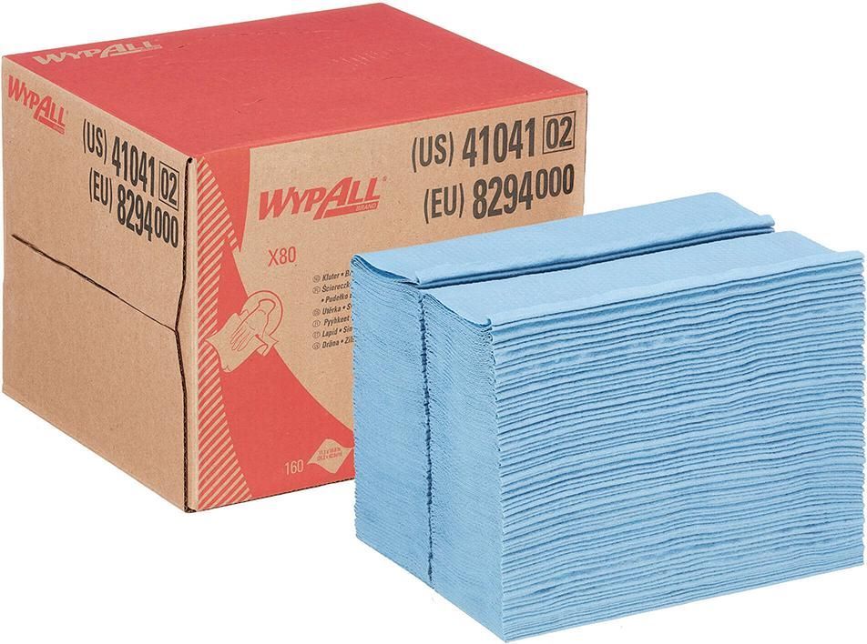 Kimberly-Clark Wischtuch WypAll X80 Stahlblau 427 x 282 mm in Brag Box mit 160 Stück Produktbild Kimberly-Clark Wischtuch WypAll X80 Stahlblau 427 x 282 mm in Brag Box mit 160 Stück
