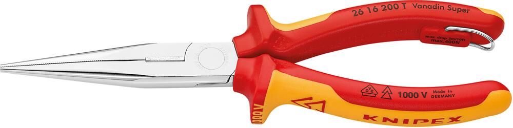 Knipex Flachrundzange VDE TT mit Mehrkomponenten Griffen 200 mm Produktbild Knipex Flachrundzange VDE TT mit Mehrkomponenten Griffen 200 mm