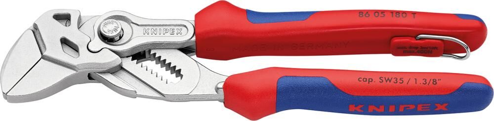 Knipex Zangenschlüssel verchromt mit Sicherheitsöse 180 mm 2K Produktbild Knipex Zangenschlüssel verchromt mit Sicherheitsöse 180 mm 2K