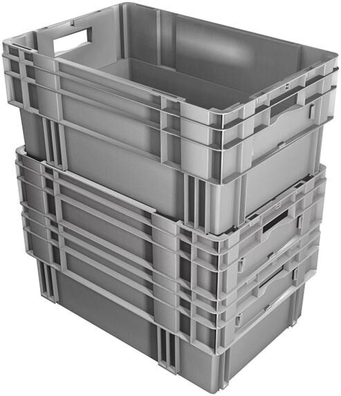 Lakape Drehstapelbehälter DTK 600x400x210 mm grau Produktbild Lakape Drehstapelbehälter DTK 600x400x210 mm grau