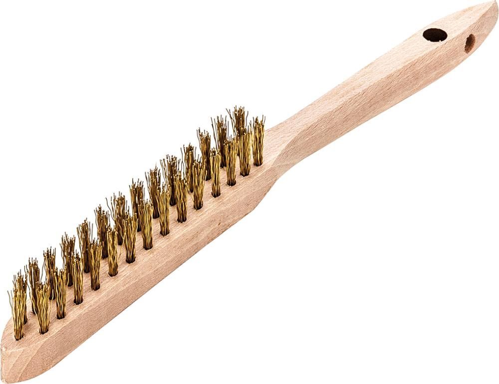 Lessmann Handdrahtbürste Messing gewellt 0,35 mm 2 reihig