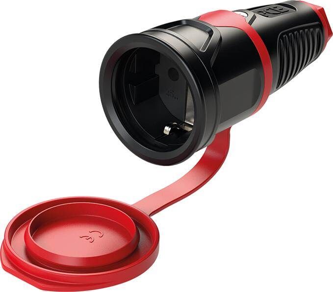 PCE Schutzkontaktkupplung IP54 Vollgummi 16A 250V AC Pole 3 mit Deckel Produktbild PCE Schutzkontaktkupplung IP54 Vollgummi 16A 250V AC Pole 3 mit Deckel