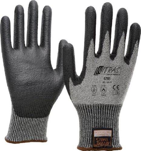 Nitras Schnittschutzhandschuh Taeki 5 PU beschichtet Größe 10 grau schwarz Produktbild Nitras Schnittschutzhandschuh Taeki 5 PU beschichtet Größe 10 grau schwarz