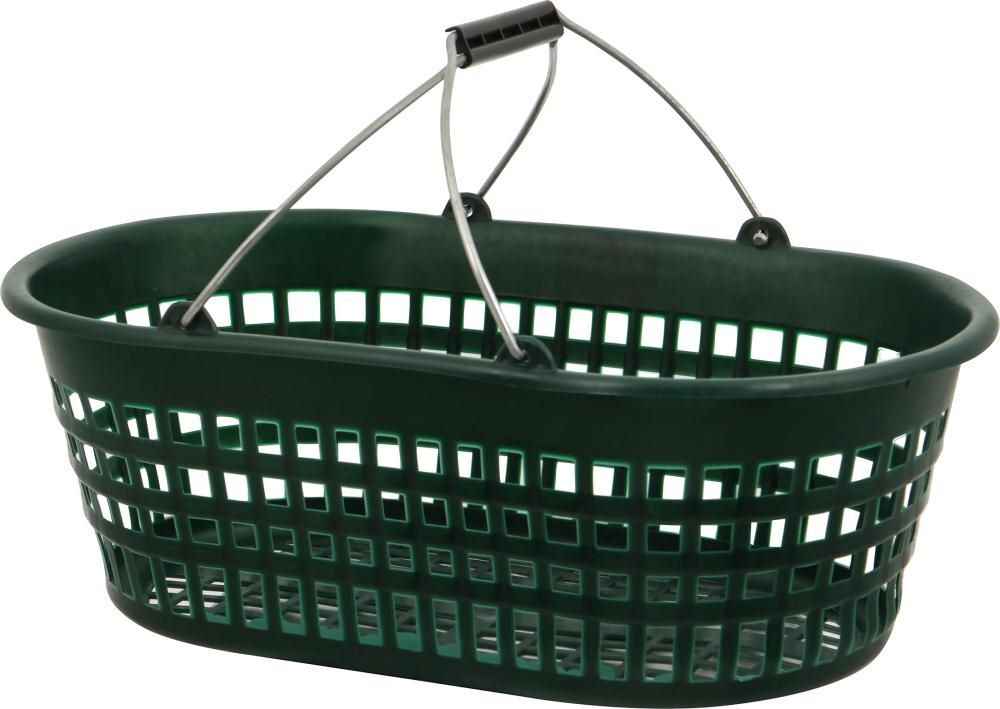 Gartenkorb 15 kg grün oval mit Doppelklappbügel Produktbild Gartenkorb 15 kg grün oval mit Doppelklappbügel