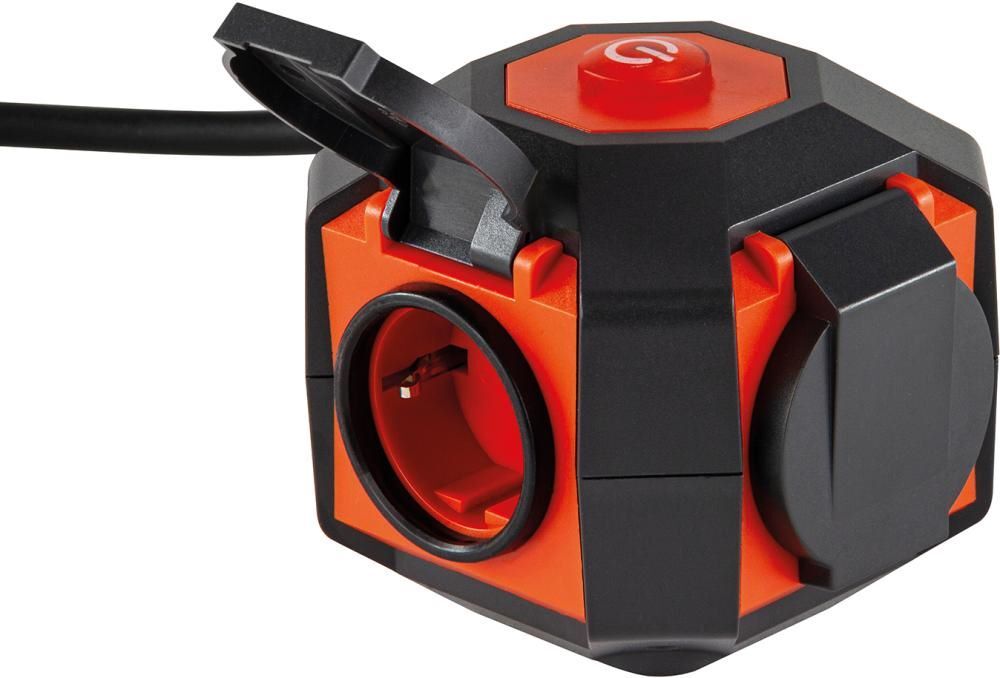 REV Power Globe 4 fach IP44 grau orange mit Schalter 2 m Produktbild REV Power Globe 4 fach IP44 grau orange mit Schalter 2 m