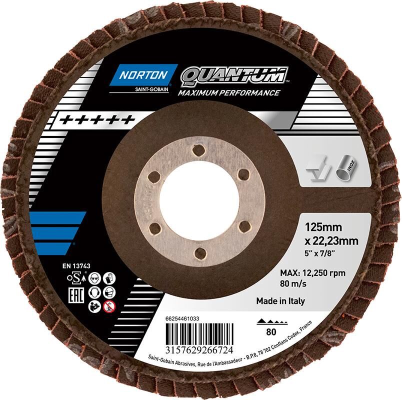 Norton Clipper Fächerscheibe Quantum 125 mm P80 Produktbild Norton Clipper Fächerscheibe Quantum 125 mm P80