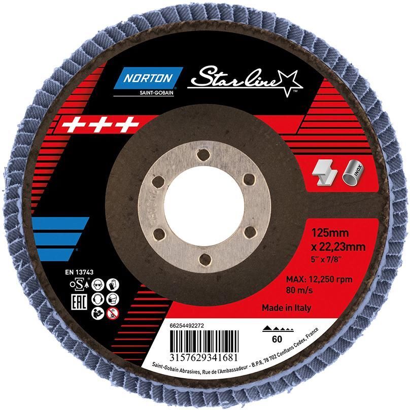 Norton Clipper Fächerscheibe Starline 125 mm P 60 Produktbild Norton Clipper Fächerscheibe Starline 125 mm P 60