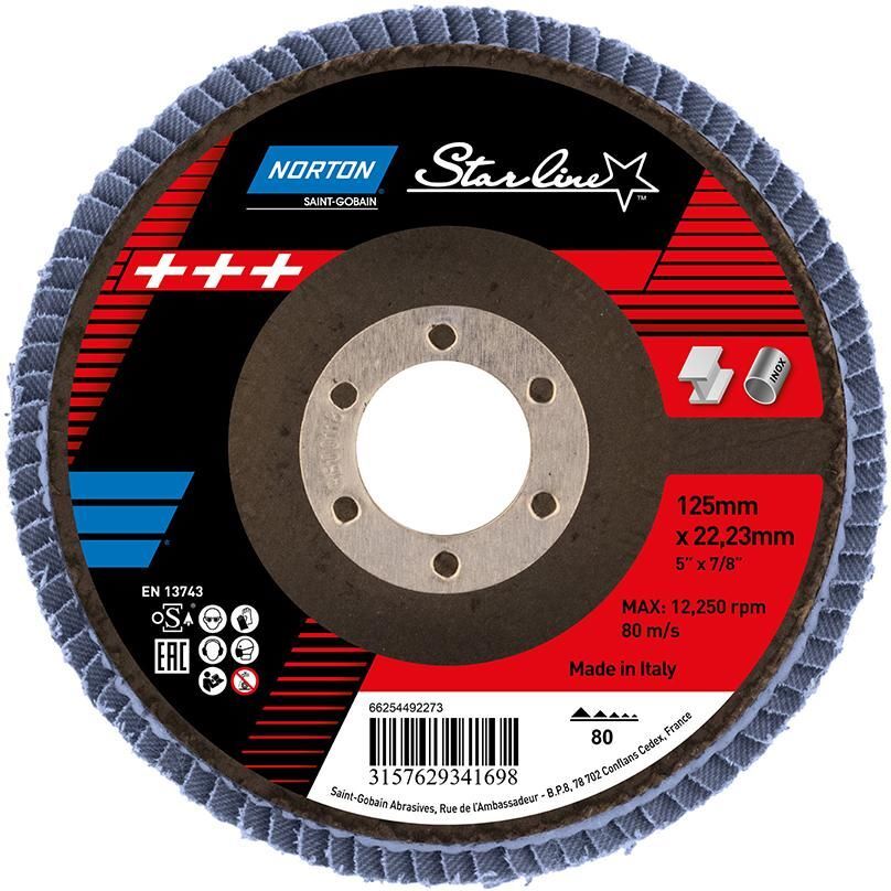 Norton Clipper Fächerscheibe Starline 125 mm P 80 Produktbild Norton Clipper Fächerscheibe Starline 125 mm P 80