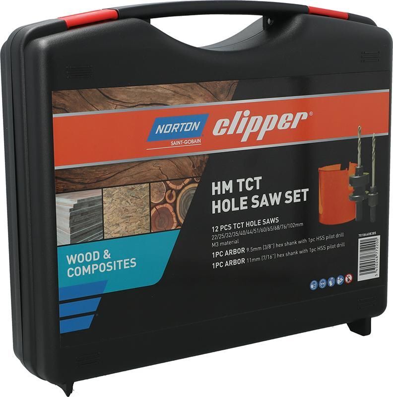 Norton Clipper Lochsägen Set Holz im Koffer mit 12 TCT Lochsägen Produktbild Norton Clipper Lochsägen Set Holz im Koffer mit 12 TCT Lochsägen