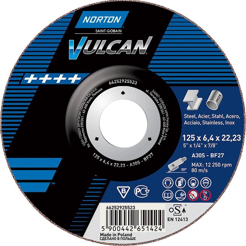 Norton Clipper Schruppscheibe Vulcan gekröpft 125x6,4 mm Produktbild Norton Clipper Schruppscheibe Vulcan gekröpft 125x6,4 mm