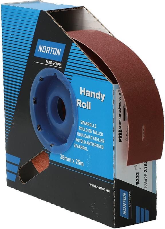 Norton Clipper Schleifgewebe Sparrolle R222 38 mm x 25 Meter P 220 Produktbild Norton Clipper Schleifgewebe Sparrolle R222 38 mm x 25 Meter P 220