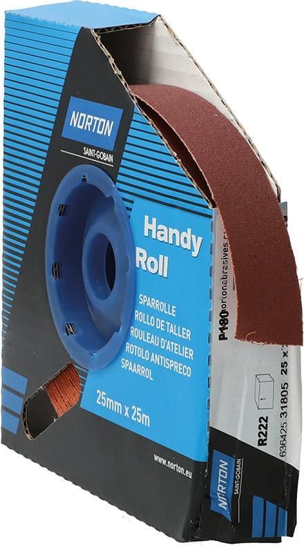 Norton Clipper Schleifgewebe Sparrolle R222 25 mm x 25 Meter P 180 Produktbild Norton Clipper Schleifgewebe Sparrolle R222 25 mm x 25 Meter P 180
