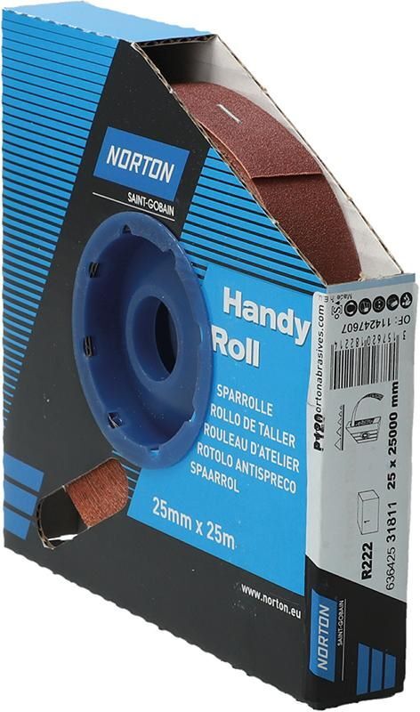 Norton Clipper Schleifgewebe Sparrolle R222 25 mm x 25 Meter P 120 Produktbild Norton Clipper Schleifgewebe Sparrolle R222 25 mm x 25 Meter P 120