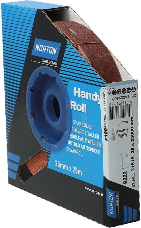 Norton Clipper Schleifgewebe Sparrolle R222 25 mm x 25 Meter P 100 Produktbild Norton Clipper Schleifgewebe Sparrolle R222 25 mm x 25 Meter P 100