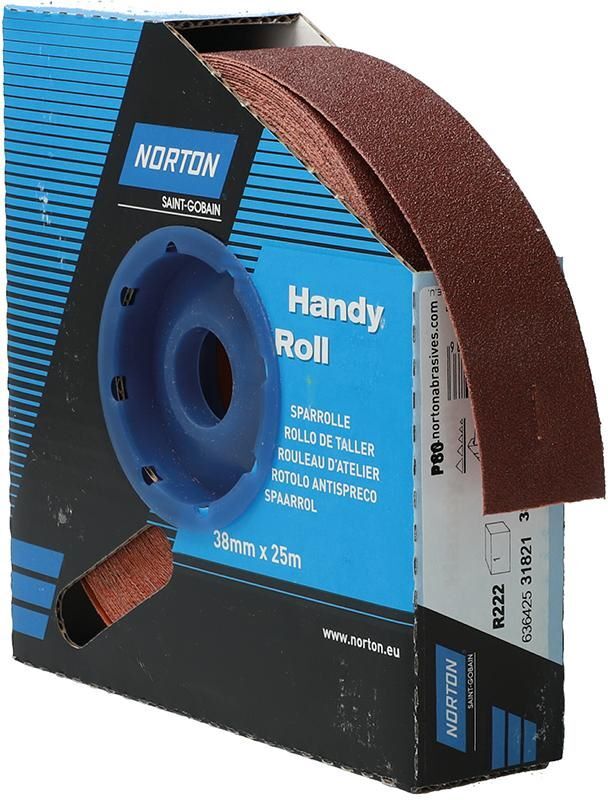 Norton Clipper Schleifgewebe Sparrolle R222 38 mm x 25 Meter P 80 Produktbild Norton Clipper Schleifgewebe Sparrolle R222 38 mm x 25 Meter P 80