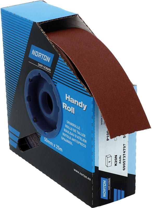 Norton Clipper Schleifgewebe Sparrolle K20N 50 mm x 25 Meter P 100 Produktbild Norton Clipper Schleifgewebe Sparrolle K20N 50 mm x 25 Meter P 100