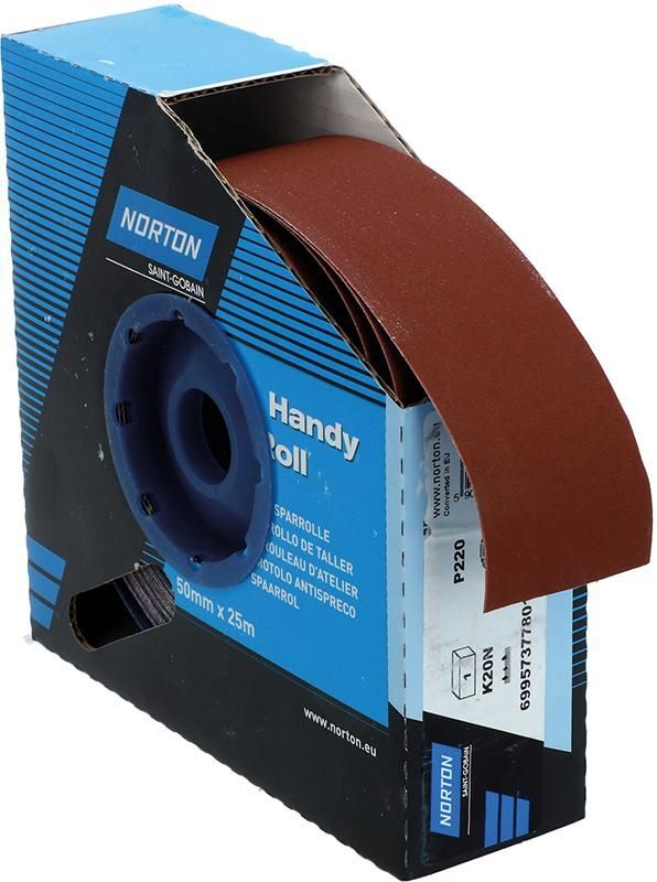 Norton Clipper Schleifgewebe Sparrolle K20N 50 mm x 25 Meter P 220 Produktbild Norton Clipper Schleifgewebe Sparrolle K20N 50 mm x 25 Meter P 220