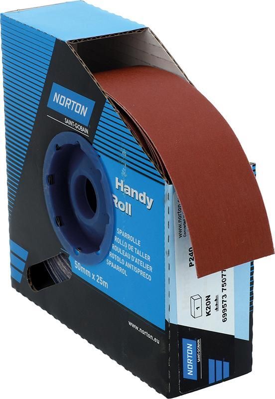 Norton Clipper Schleifgewebe Sparrolle K20N 50 mm x 25 Meter P 240 Produktbild Norton Clipper Schleifgewebe Sparrolle K20N 50 mm x 25 Meter P 240