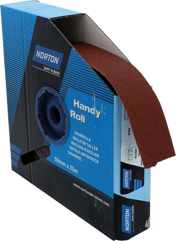 Norton Clipper Schleifgewebe Sparrolle K20N 50 mm x 25 Meter P 60 Produktbild Norton Clipper Schleifgewebe Sparrolle K20N 50 mm x 25 Meter P 60