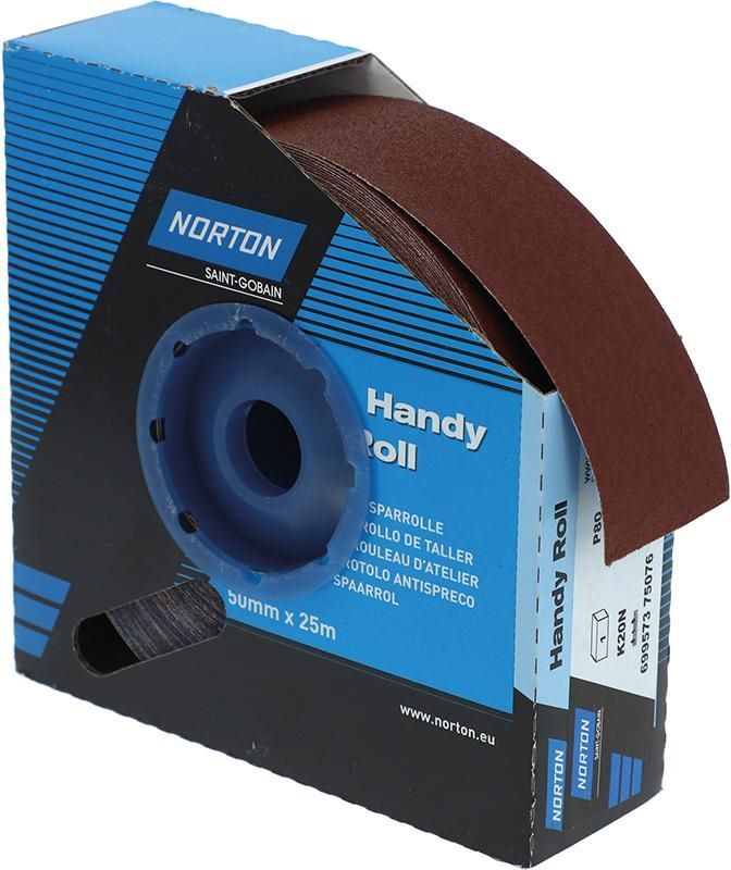 Norton Clipper Schleifgewebe Sparrolle K20N 50 mm x 25 Meter P 80 Produktbild Norton Clipper Schleifgewebe Sparrolle K20N 50 mm x 25 Meter P 80