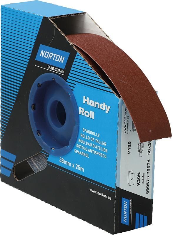 Norton Clipper Schleifgewebe Sparrolle K20N 38 mm x 25 Meter P 120 Produktbild Norton Clipper Schleifgewebe Sparrolle K20N 38 mm x 25 Meter P 120