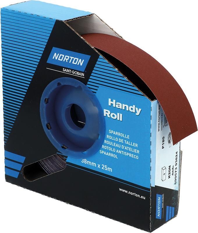 Norton Clipper Schleifgewebe Sparrolle K20N 38 mm x 25 Meter P 180 Produktbild Norton Clipper Schleifgewebe Sparrolle K20N 38 mm x 25 Meter P 180