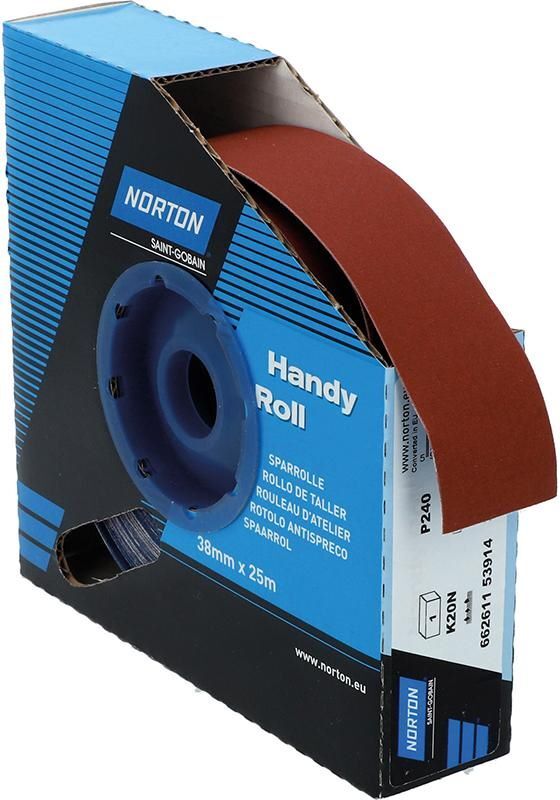 Norton Clipper Schleifgewebe Sparrolle K20N 38 mm x 25 Meter P 240 Produktbild Norton Clipper Schleifgewebe Sparrolle K20N 38 mm x 25 Meter P 240