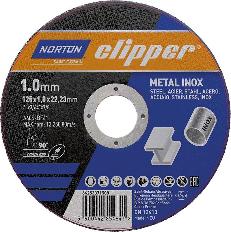Norton Clipper Trennscheibe Metall Inox A60S 125x1,0x22,23 mm Produktbild Norton Clipper Trennscheibe Metall Inox A60S 125x1,0x22,23 mm
