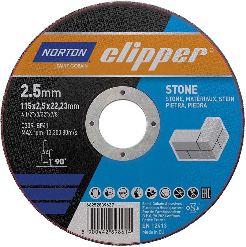 Norton Clipper Trennscheibe Stein C30R 115x2.5x22.23 mm Produktbild Norton Clipper Trennscheibe Stein C30R 115x2.5x22.23 mm