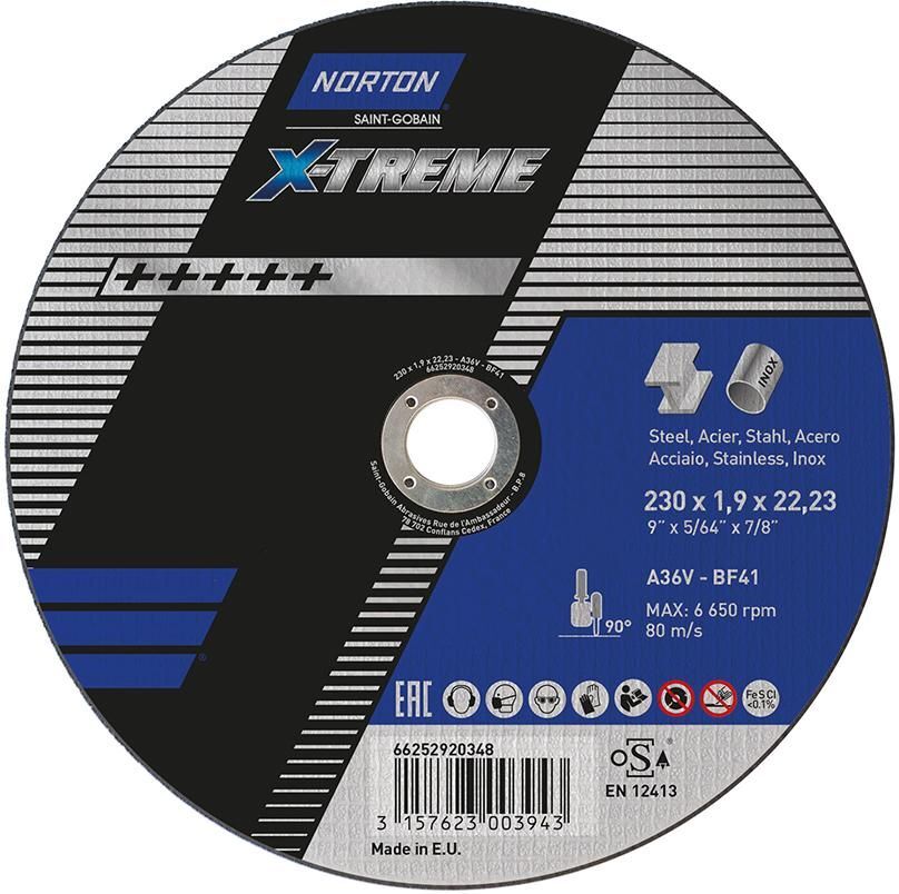 Norton Clipper Schruppscheibe X-Treme 230 x 1,9 mm T41 Produktbild Norton Clipper Schruppscheibe X-Treme 230 x 1,9 mm T41