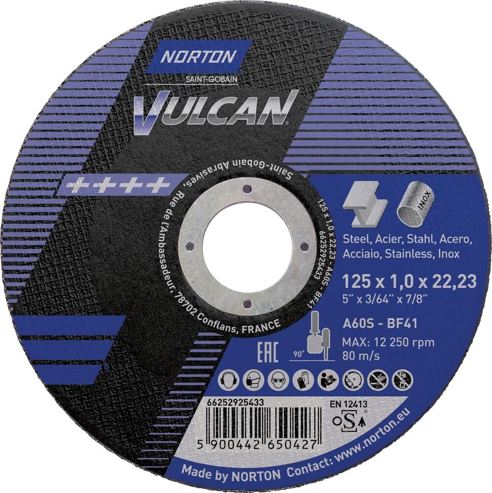 Norton Clipper Trennscheibe Vulcan gerade 125x1,0 mm Produktbild Norton Clipper Trennscheibe Vulcan gerade 125x1,0 mm
